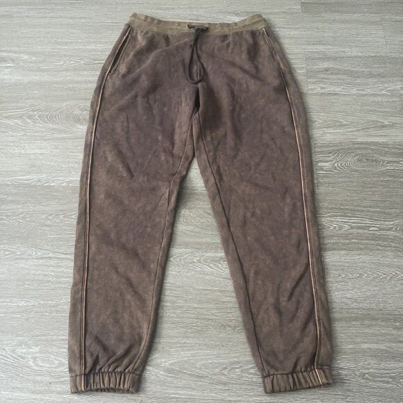 Alphalete Joggers Mens M Sweatpants Drawstring Brown Gold Acid Wash - Picture 1 of 4